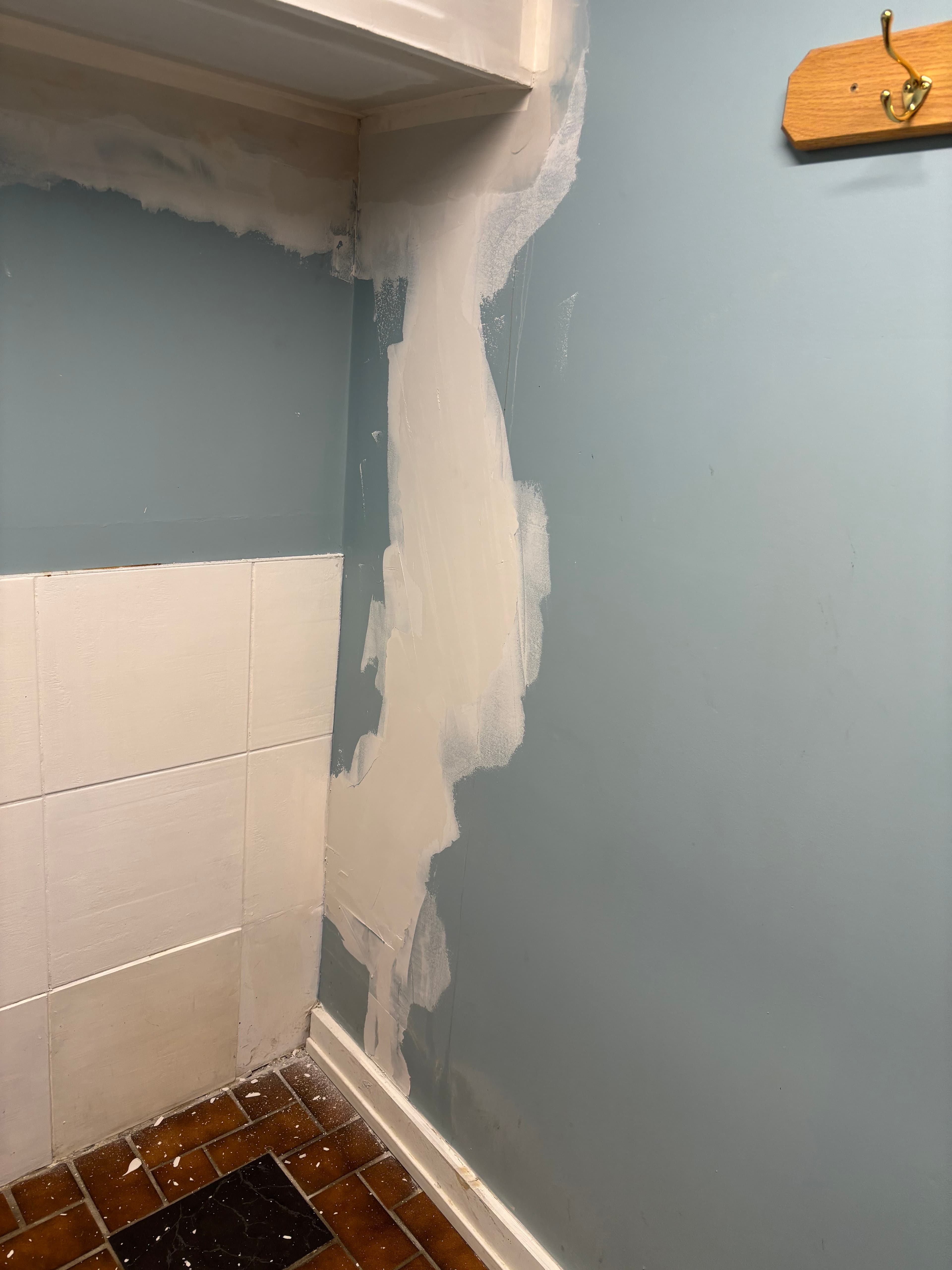 Bathroom drywall repair - before