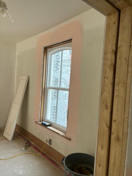 Window-area drywall repair - before